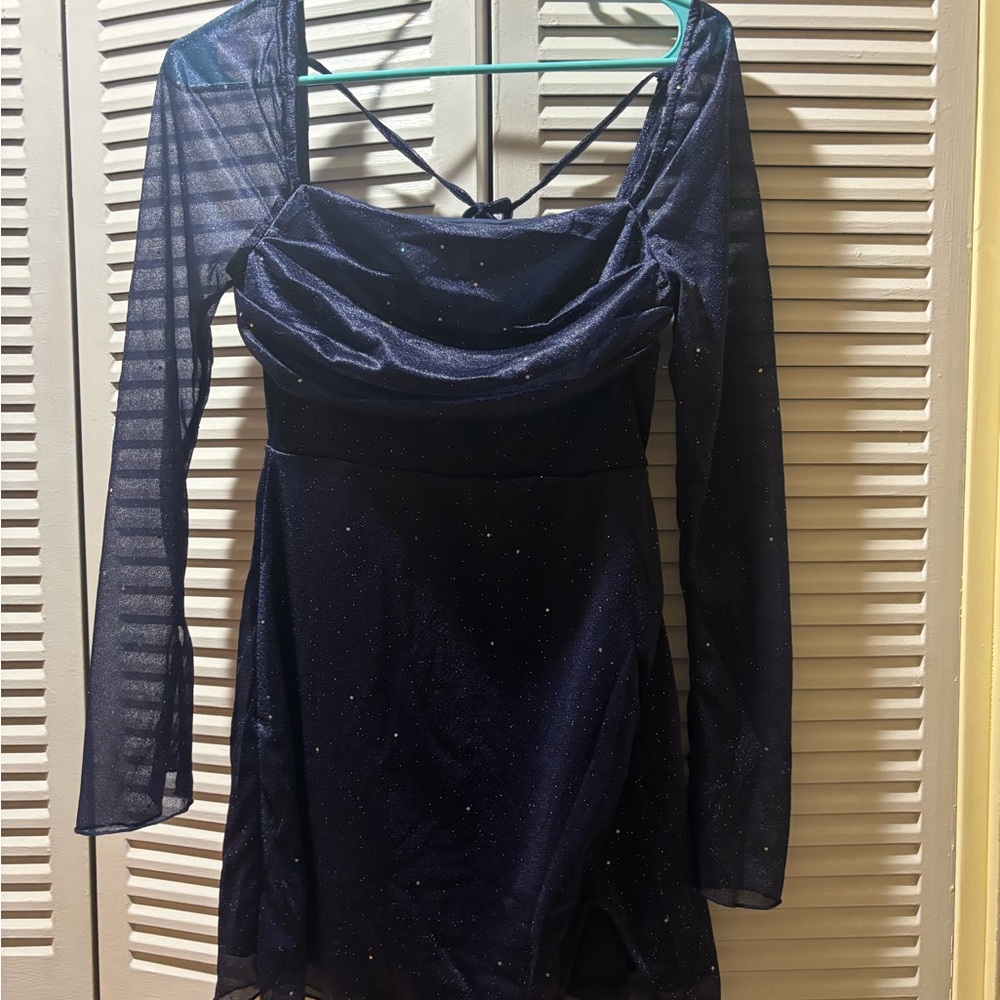 Cider Sparkling Midnight Blue Mini Dress